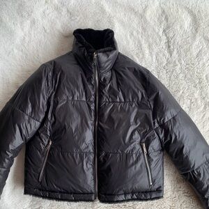 Jason Wu Women’s cropped Jacket 
Faux Fur and Reversible Black Parka 
Size L